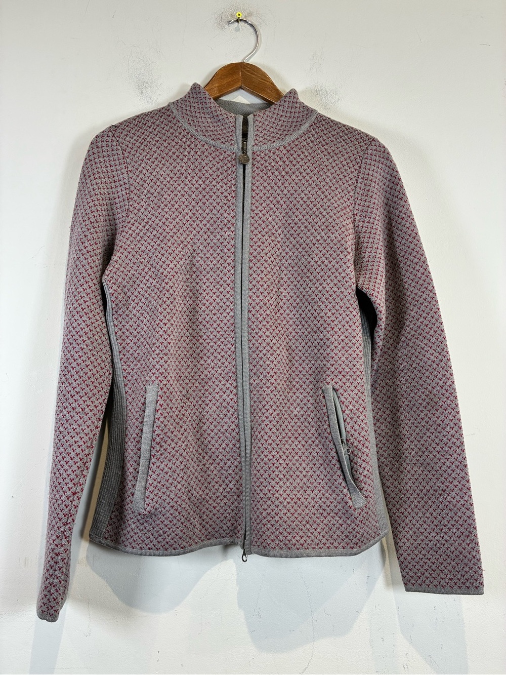 Eddie Bauer Red Heathered Full-Zip Bomber Jacket, Size M
